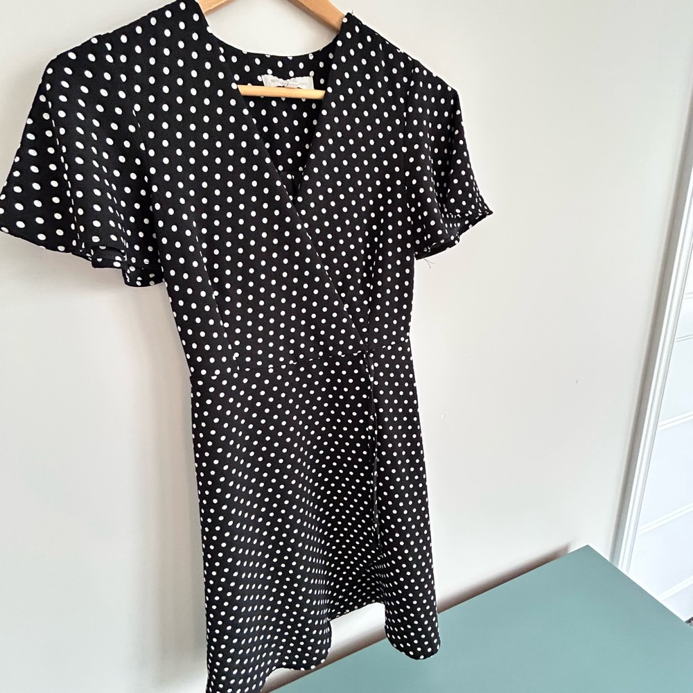 Monteau Black and White Polka Dot Mini Dress - Picture 6 of 11